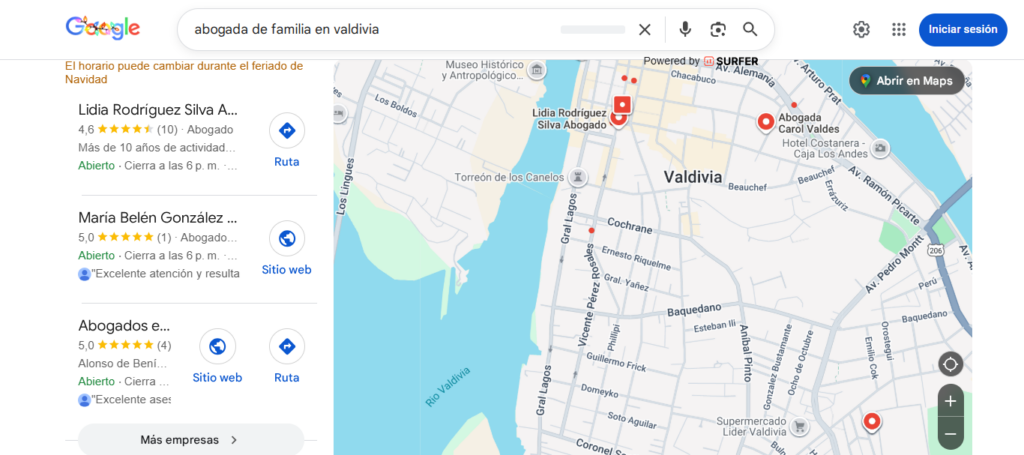 Google Mapse entregando información gracias a Google Local Express
